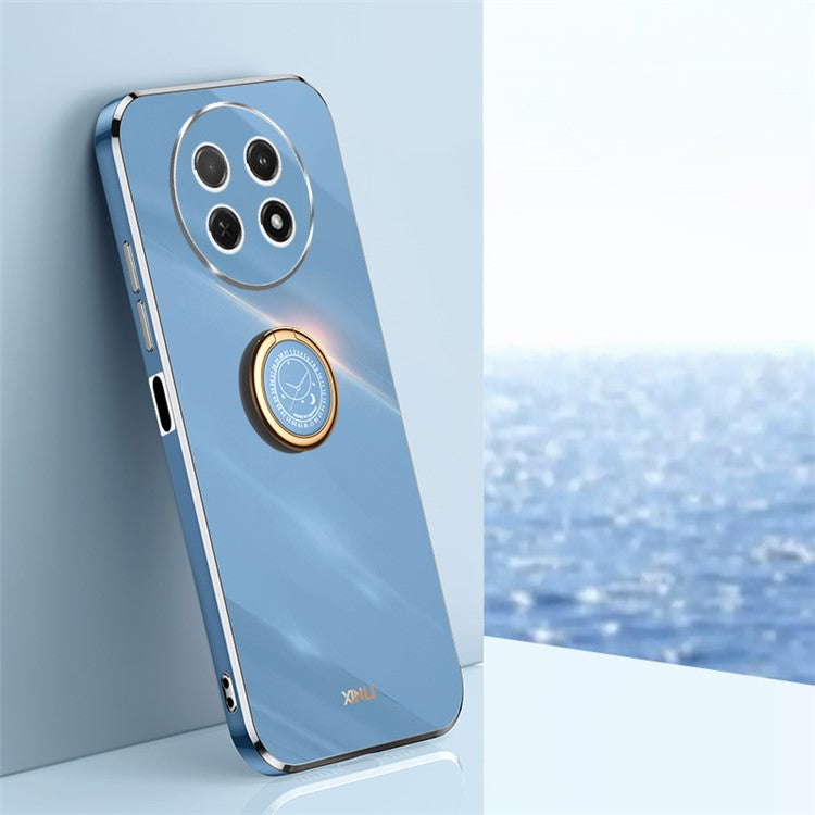 XINLI For Huawei Enjoy 60X Ring Kickstand Electroplating Phone Cover Soft TPU Anti-Fall Back Case - Blue