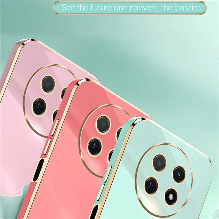 XINLI For Huawei Enjoy 60X Ring Kickstand Electroplating Phone Cover Soft TPU Anti-Fall Back Case - Blue