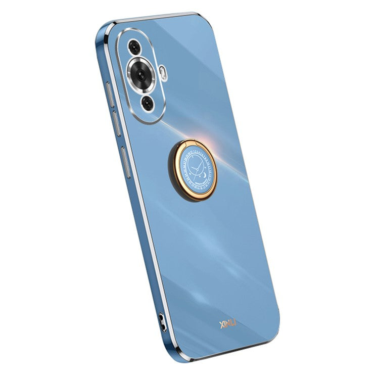XINLI For Huawei nova 11 / nova 12s 4G / nova 12 Lite 4G Electroplated Phone Case Precise Lens Cut-out TPU Cover with Ring Kickstand - Blue