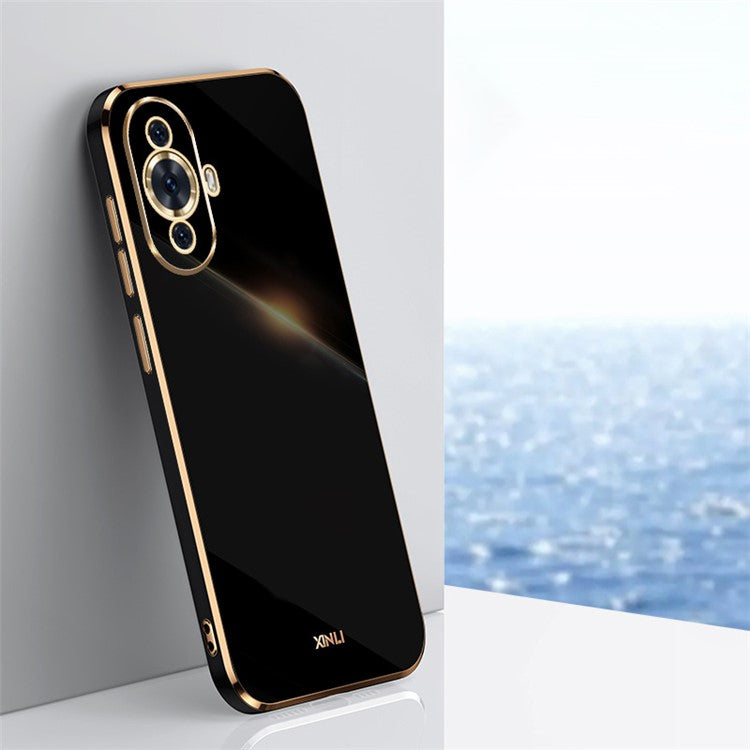 XINLI Anti-drop Phone Case for Huawei nova 11 / nova 12s 4G / nova 12 Lite 4G , Electroplated Precise Lens Cut-out TPU Cover - Black