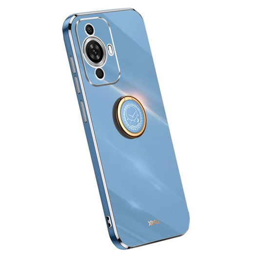 XINLI For Huawei nova 11 Pro / nova 11 Ultra Ring Kickstand Electroplated Phone Case Soft TPU Protective Cover - Blue