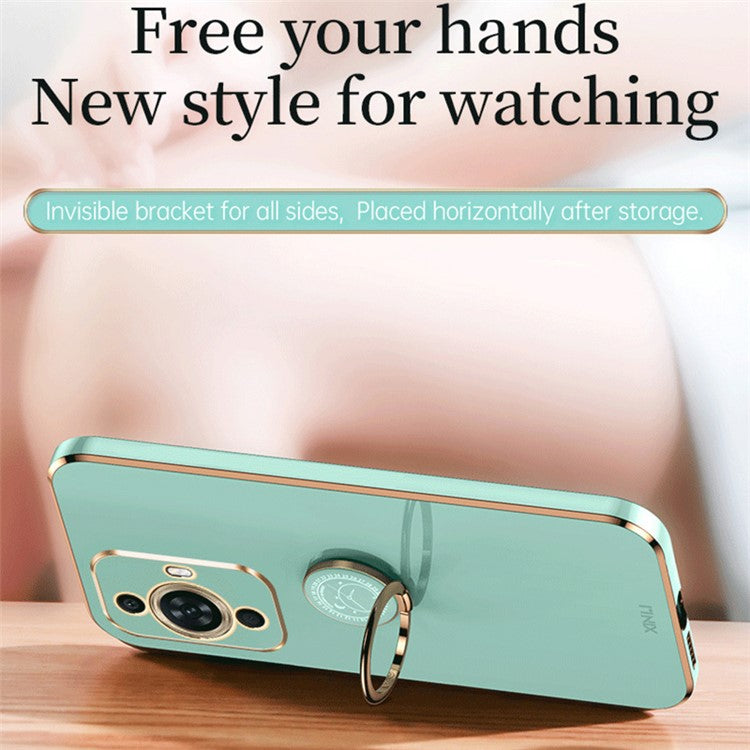 XINLI For Huawei nova 11 Pro / nova 11 Ultra Ring Kickstand Electroplated Phone Case Soft TPU Protective Cover - Blue