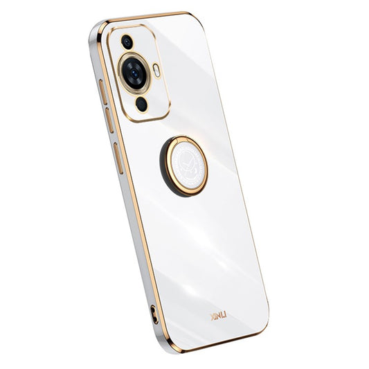 XINLI For Huawei nova 11 Pro / nova 11 Ultra Ring Kickstand Electroplated Phone Case Soft TPU Protective Cover - White