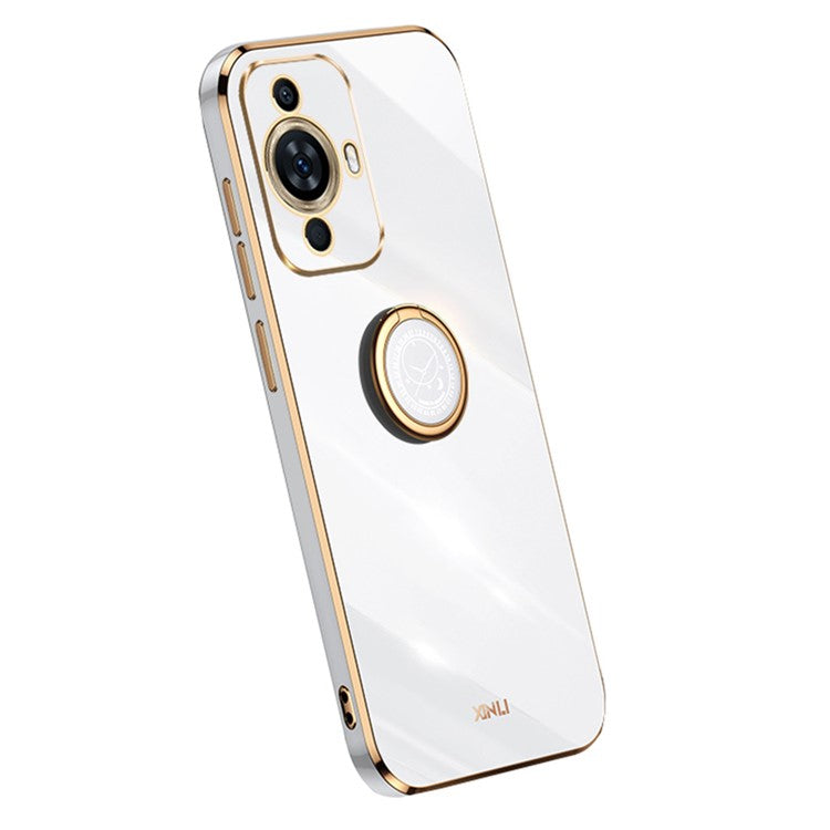 XINLI For Huawei nova 11 Pro / nova 11 Ultra Ring Kickstand Electroplated Phone Case Soft TPU Protective Cover - White