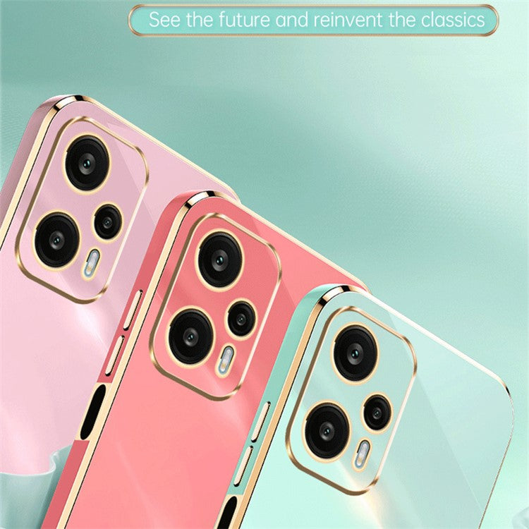 XINLI For Xiaomi Redmi Note 12 Turbo / Poco F5 5G Ring Kickstand Phone Case Electroplating TPU Cover - White