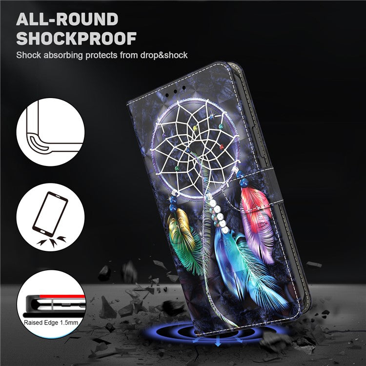 For Honor Magic5 Lite 5G / X40 5G / X9a 5G 3D Pattern Printing PU Leather Wallet Cover Phone Shell with Strap - Dream Catcher