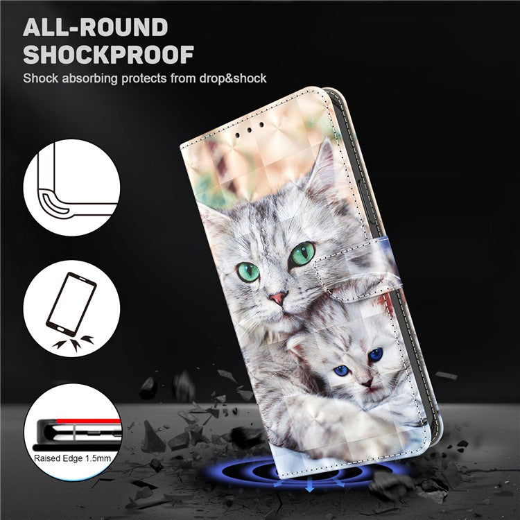 For Honor Magic5 Lite 5G / X40 5G / X9a 5G 3D Pattern Printing PU Leather Wallet Cover Phone Shell with Strap - Two Cats