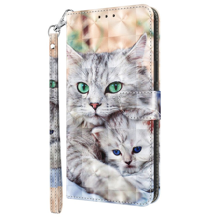 For Honor Magic5 Lite 5G / X40 5G / X9a 5G 3D Pattern Printing PU Leather Wallet Cover Phone Shell with Strap - Two Cats