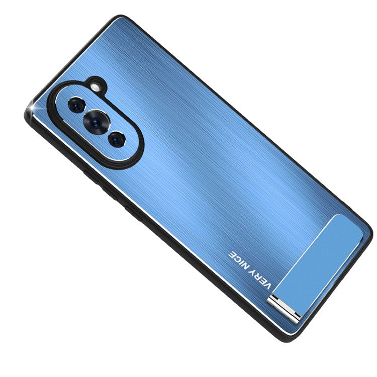 For Huawei nova 10 Pro 4G Kickstand Phone Case TPU Frame Aluminium Alloy Brushed Cover - Blue