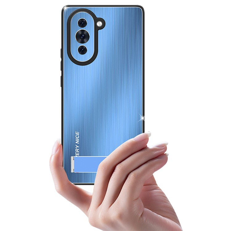 For Huawei nova 10 Pro 4G Kickstand Phone Case TPU Frame Aluminium Alloy Brushed Cover - Blue