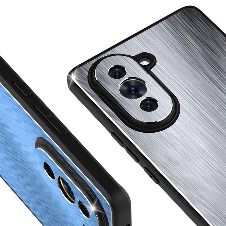 For Huawei nova 10 Pro 4G Kickstand Phone Case TPU Frame Aluminium Alloy Brushed Cover - Black