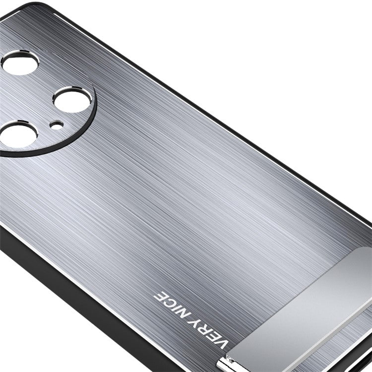 For Huawei Mate 50 Pro 4G Kickstand Phone Case Brushed Aluminium Alloy Back TPU Edge Shockproof Cover - Blue