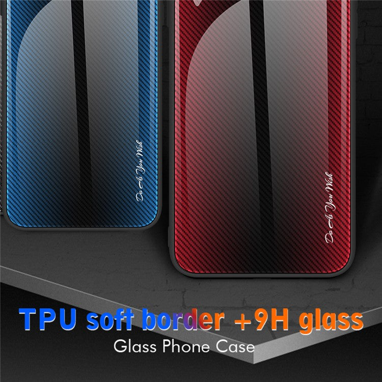 Protective Cover for Huawei P60 Art Carbon Fiber Texture Tempered Glass+Soft TPU Phone Case - White