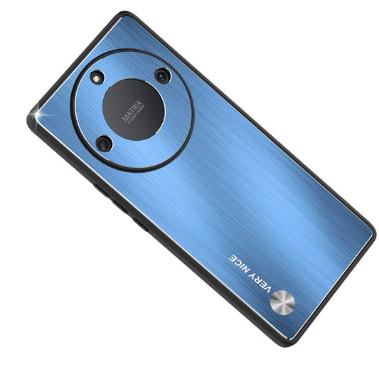 For Honor X40 5G Aluminium Alloy TPU Frame Armor Cover Anti-Slip Brushed Phone Case - Blue