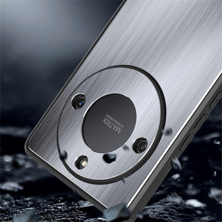 For Honor X40 5G Aluminium Alloy TPU Frame Armor Cover Anti-Slip Brushed Phone Case - Blue