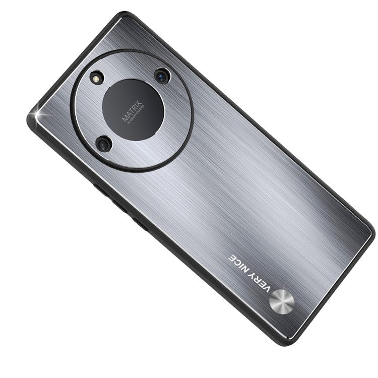 For Honor X40 5G Aluminium Alloy TPU Frame Armor Cover Anti-Slip Brushed Phone Case - Silver