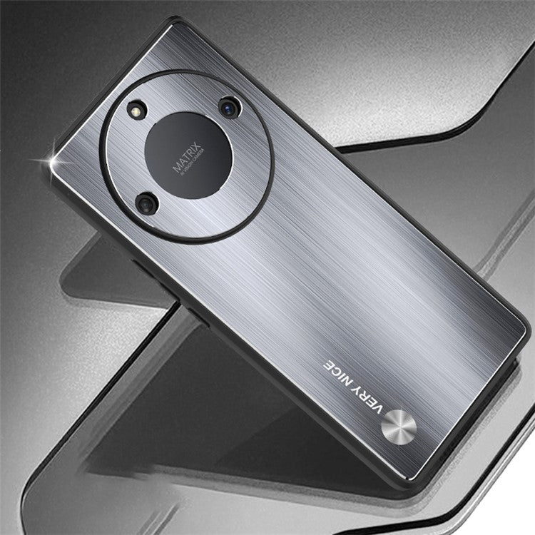 For Honor X40 5G Aluminium Alloy TPU Frame Armor Cover Anti-Slip Brushed Phone Case - Silver