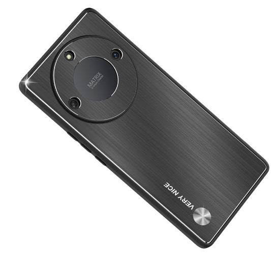 For Honor X40 5G Aluminium Alloy TPU Frame Armor Cover Anti-Slip Brushed Phone Case - Black