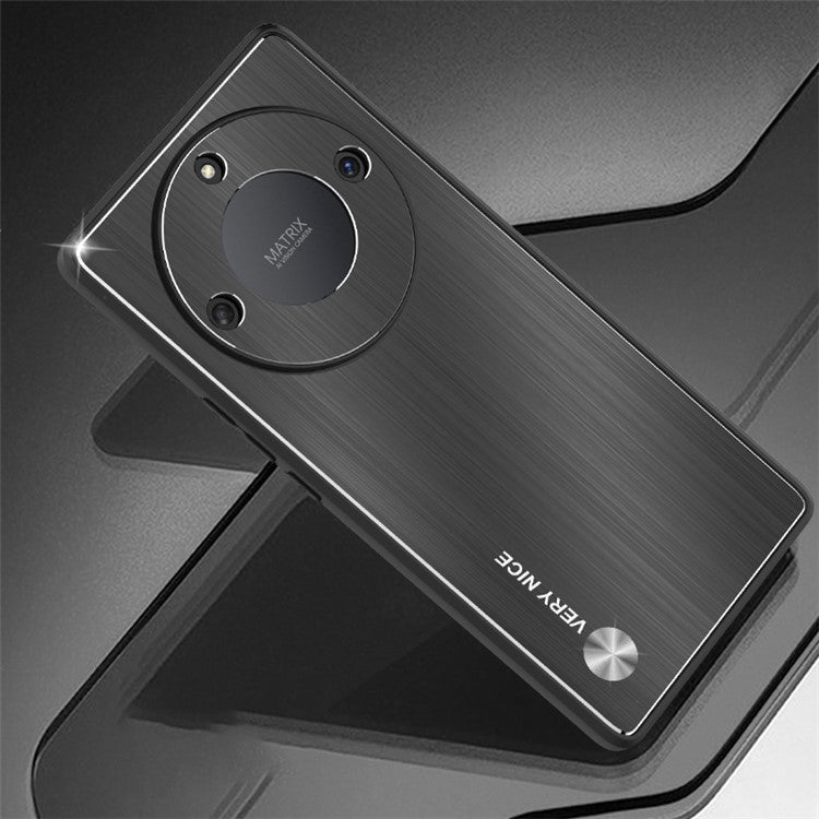 For Honor X40 5G Aluminium Alloy TPU Frame Armor Cover Anti-Slip Brushed Phone Case - Black
