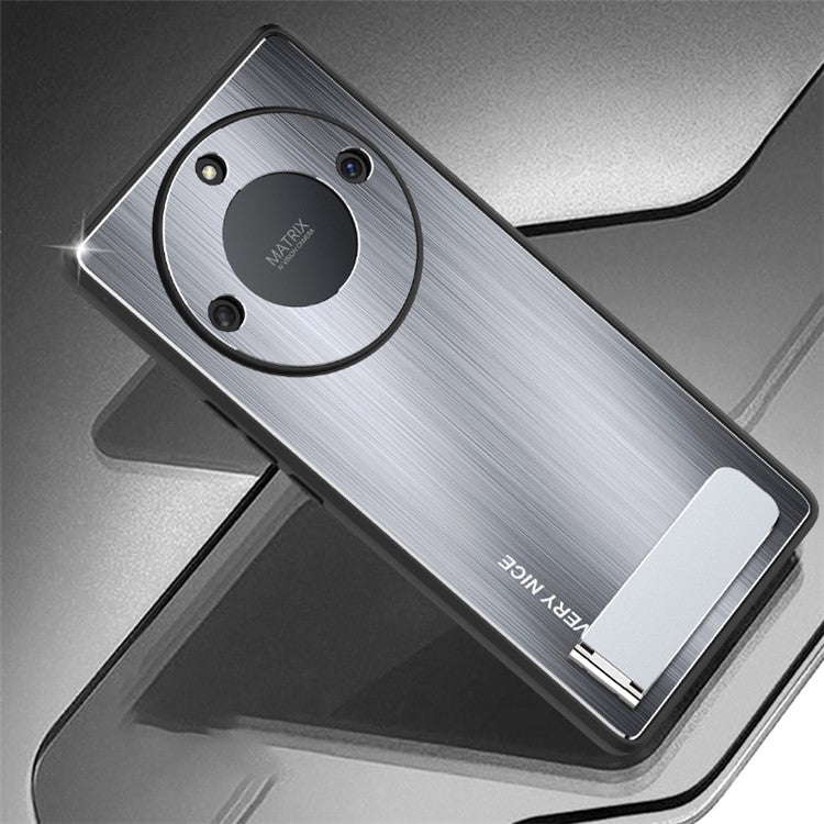 For Honor X40 5G Kickstand Shockproof Case Brushed Aluminium Alloy TPU Frame Phone Cover - Silver