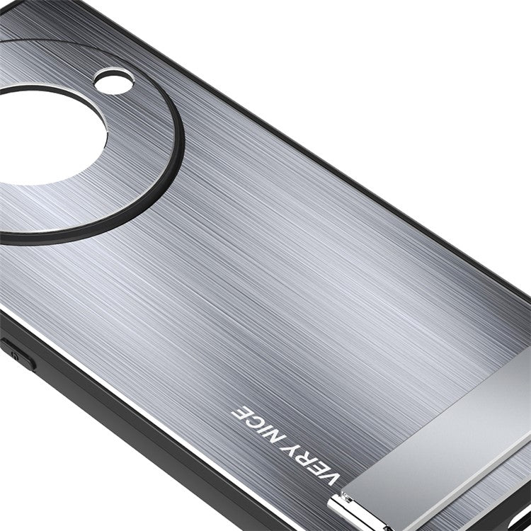 For Honor X40 5G Kickstand Shockproof Case Brushed Aluminium Alloy TPU Frame Phone Cover - Silver