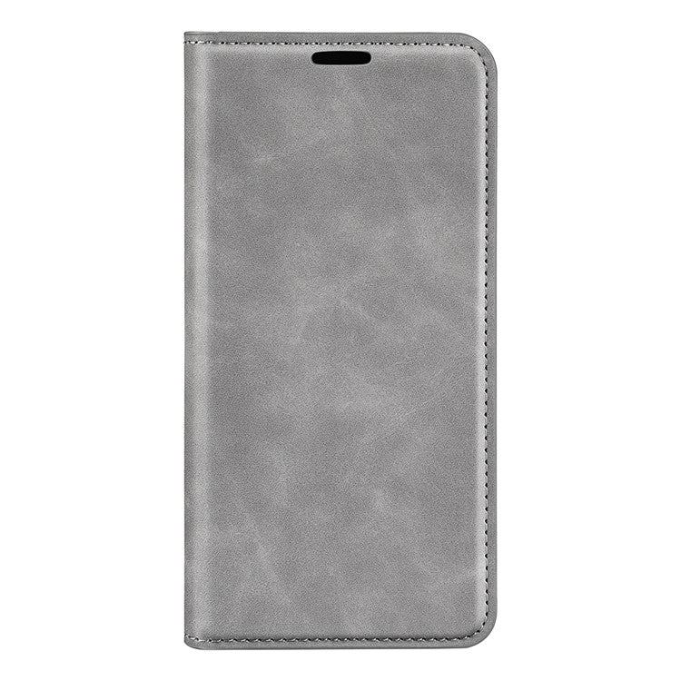 For Huawei P60 PU Leather Flip Wallet Case Skin-Touch Stand Cell Phone Cover - Grey