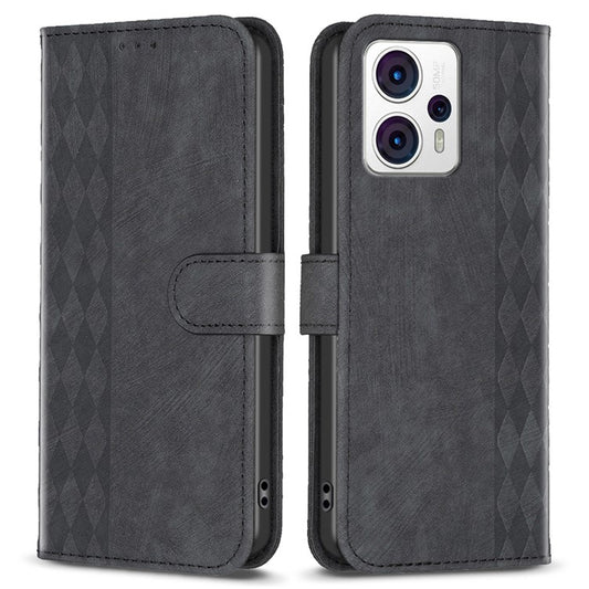 Shockproof Cover for Motorola Moto G13 4G / G23 4G / G53 5G Imprinting Pattern Phone Stand Wallet Case - Black