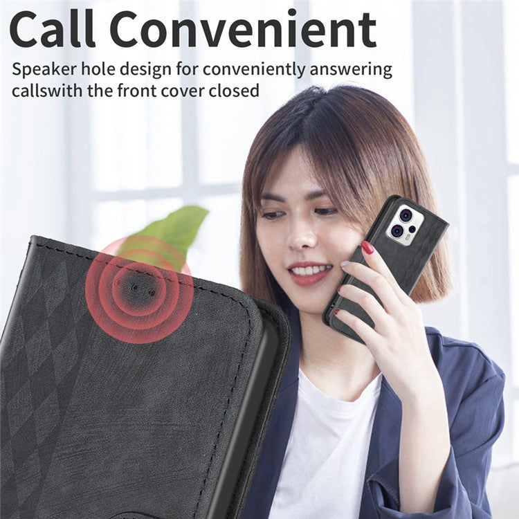 Shockproof Cover for Motorola Moto G13 4G / G23 4G / G53 5G Imprinting Pattern Phone Stand Wallet Case - Black
