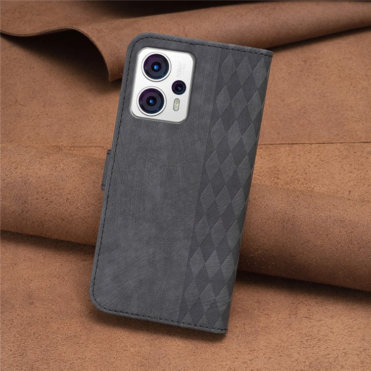 Shockproof Cover for Motorola Moto G13 4G / G23 4G / G53 5G Imprinting Pattern Phone Stand Wallet Case - Black