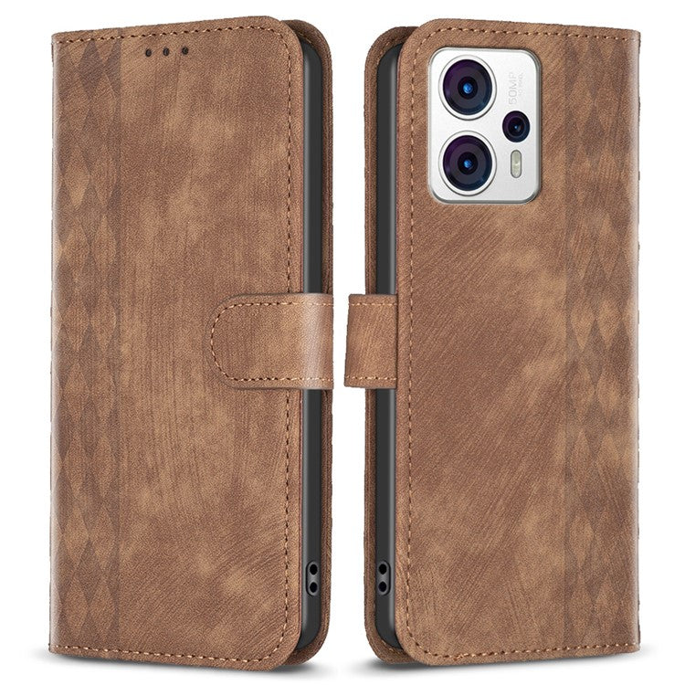 Shockproof Cover for Motorola Moto G13 4G / G23 4G / G53 5G Imprinting Pattern Phone Stand Wallet Case - Brown