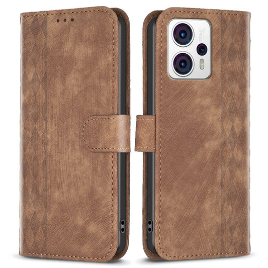 Shockproof Cover for Motorola Moto G13 4G / G23 4G / G53 5G Imprinting Pattern Phone Stand Wallet Case - Brown