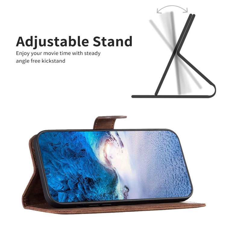 Shockproof Cover for Motorola Moto G13 4G / G23 4G / G53 5G Imprinting Pattern Phone Stand Wallet Case - Brown