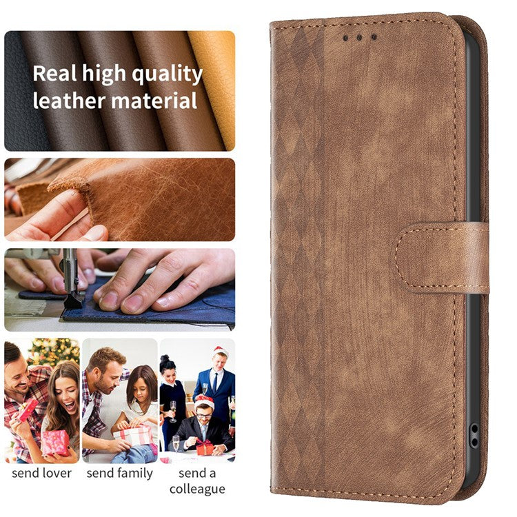 Shockproof Cover for Motorola Moto G13 4G / G23 4G / G53 5G Imprinting Pattern Phone Stand Wallet Case - Brown