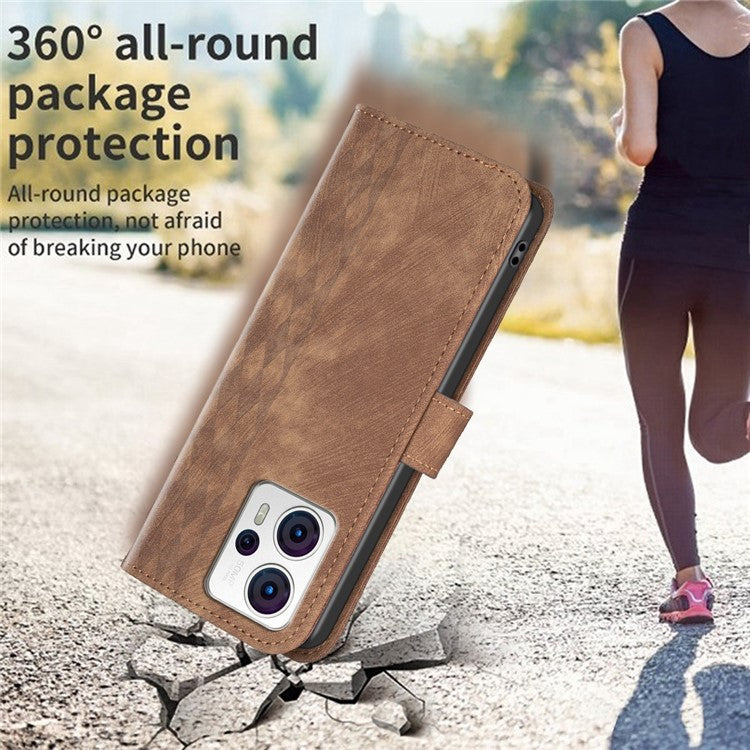 Shockproof Cover for Motorola Moto G13 4G / G23 4G / G53 5G Imprinting Pattern Phone Stand Wallet Case - Brown