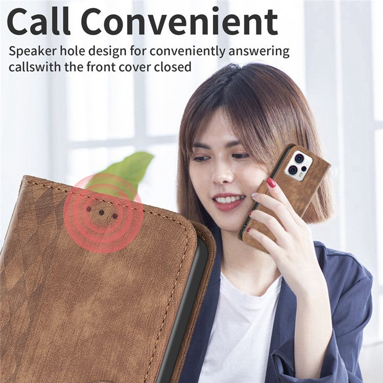 Shockproof Cover for Motorola Moto G13 4G / G23 4G / G53 5G Imprinting Pattern Phone Stand Wallet Case - Brown