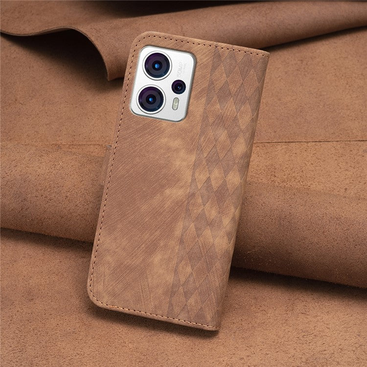 Shockproof Cover for Motorola Moto G13 4G / G23 4G / G53 5G Imprinting Pattern Phone Stand Wallet Case - Brown