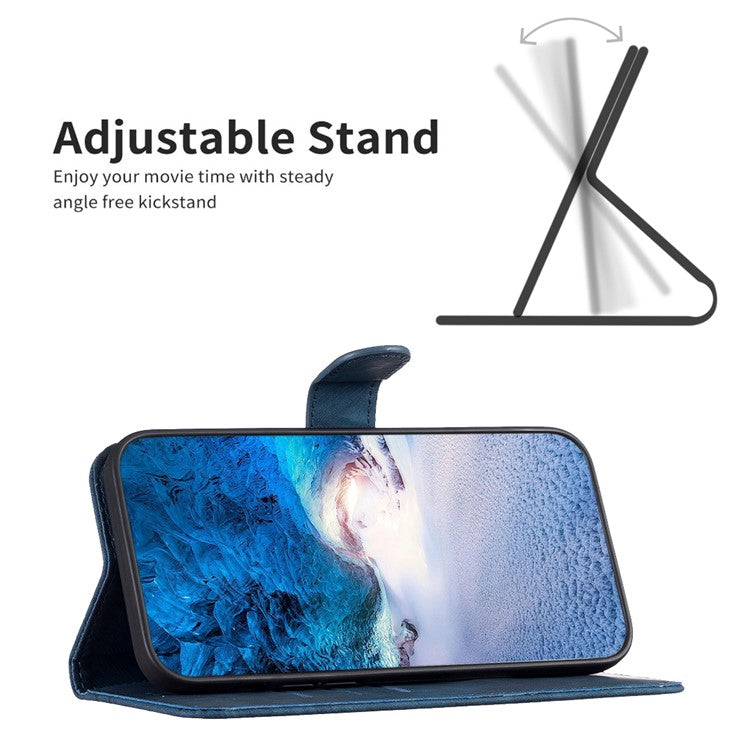 Shockproof Cover for Motorola Moto G13 4G / G23 4G / G53 5G Imprinting Pattern Phone Stand Wallet Case - Blue