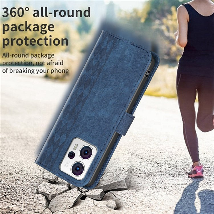 Shockproof Cover for Motorola Moto G13 4G / G23 4G / G53 5G Imprinting Pattern Phone Stand Wallet Case - Blue