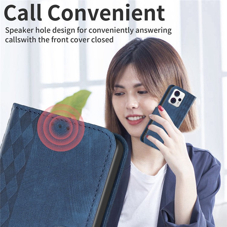 Shockproof Cover for Motorola Moto G13 4G / G23 4G / G53 5G Imprinting Pattern Phone Stand Wallet Case - Blue