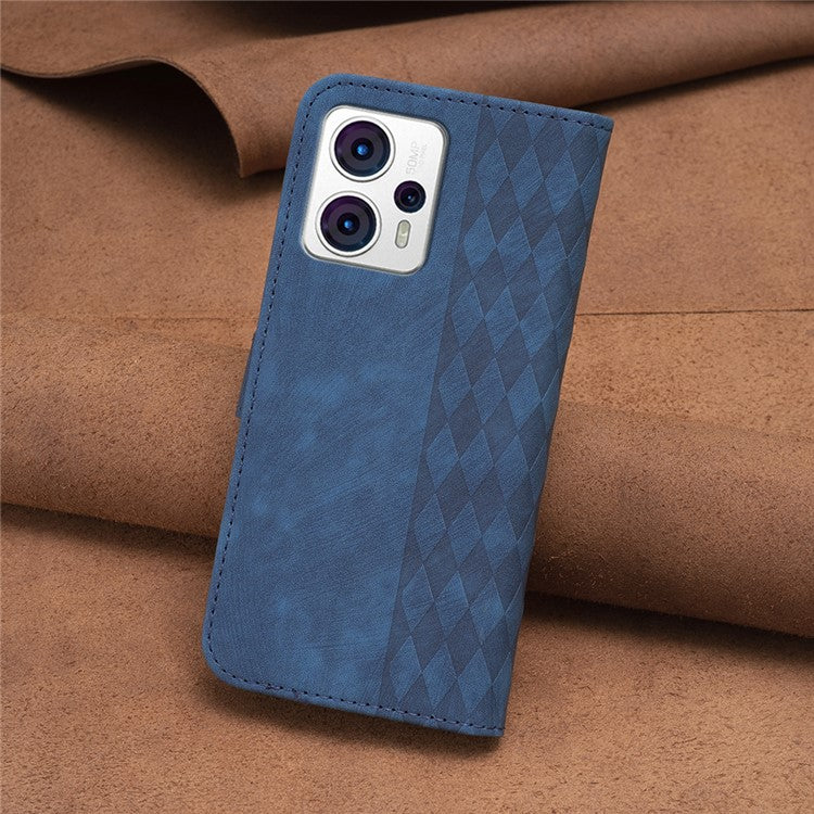 Shockproof Cover for Motorola Moto G13 4G / G23 4G / G53 5G Imprinting Pattern Phone Stand Wallet Case - Blue