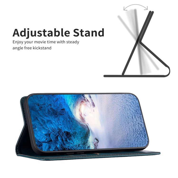 BINFEN COLOR BF18 PU Leather Cover for Motorola Moto G73 5G Card Slot Stand Magnetic Phone Case - Green