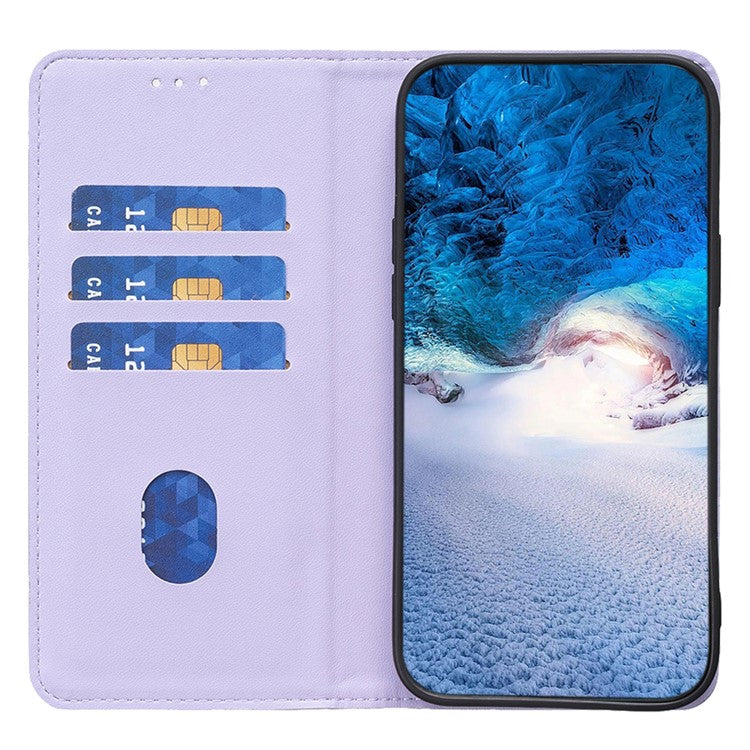 BINFEN COLOR BF18 For Motorola Moto E13 4G Card Slot Design Phone Cover Leather Stand Phone Case - Purple