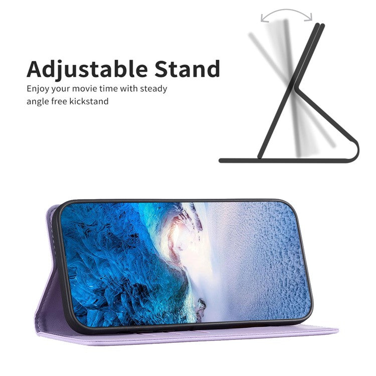BINFEN COLOR BF18 For Motorola Moto E13 4G Card Slot Design Phone Cover Leather Stand Phone Case - Purple