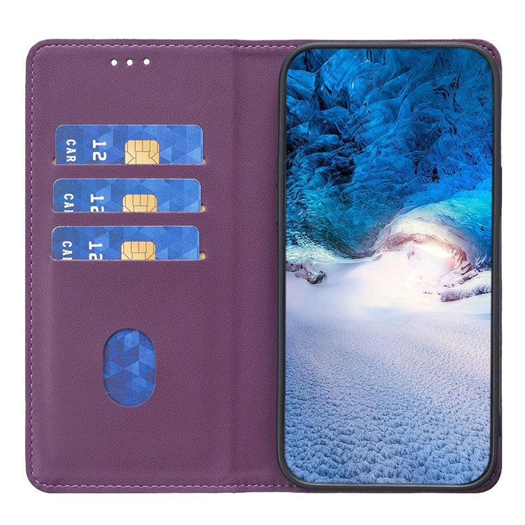 BINFEN COLOR BF18 For Motorola Moto E13 4G Card Slot Design Phone Cover Leather Stand Phone Case - Dark Purple