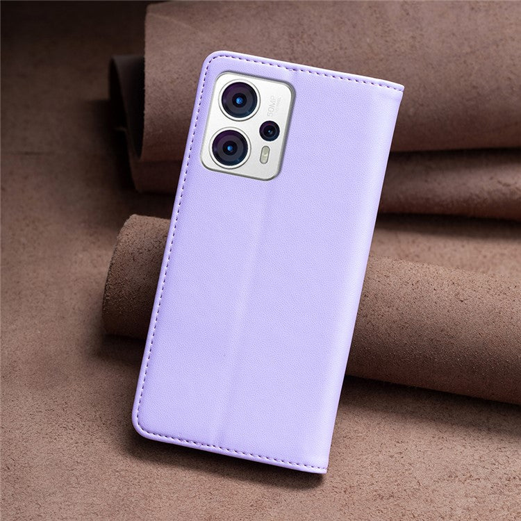 BINFEN COLOR BF18 For Motorola Moto G13 4G / G23 4G / G53 5G Anti-Scratch Phone Case PU Leather Card Slot Stand Cover - Purple