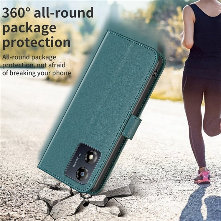BINFEN COLOR BF17 For Motorola Moto E13 4G Flip Wallet Phone Case PU Leather Stand Magnetic Cover - Green