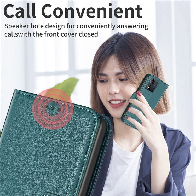 BINFEN COLOR BF17 For Motorola Moto E13 4G Flip Wallet Phone Case PU Leather Stand Magnetic Cover - Green