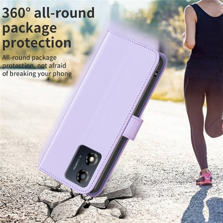 BINFEN COLOR BF17 For Motorola Moto E13 4G Flip Wallet Phone Case PU Leather Stand Magnetic Cover - Purple