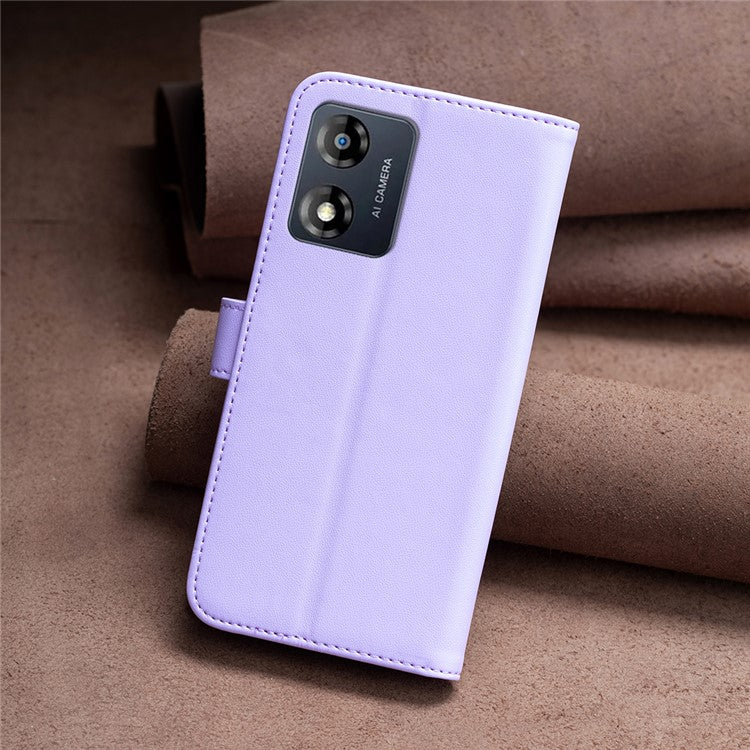 BINFEN COLOR BF17 For Motorola Moto E13 4G Flip Wallet Phone Case PU Leather Stand Magnetic Cover - Purple