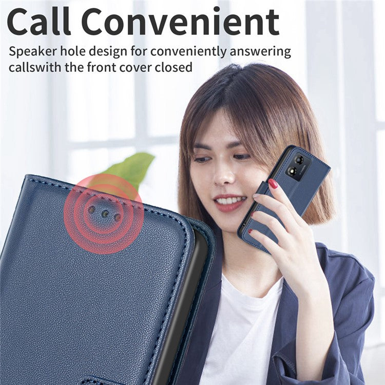 BINFEN COLOR BF17 For Motorola Moto E13 4G Flip Wallet Phone Case PU Leather Stand Magnetic Cover - Blue